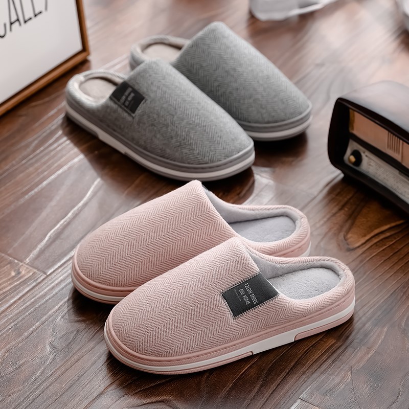 Picture of Home Cotton Slippers for Men, Autumn and Winter Thick-Soled Non-Slip Indoor Warm Plush Slippers for Women, Comfortable at Home