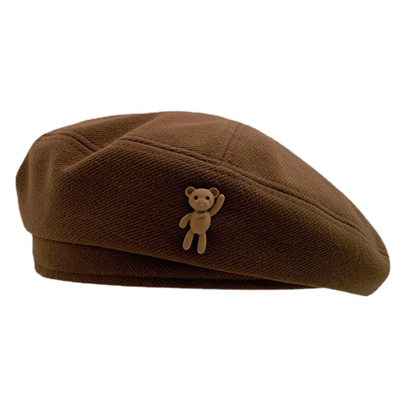 British Retro Cute Bear Beret Children's Autumn Street Temperament All-match Face Show Small Painter Hat Belle Hat