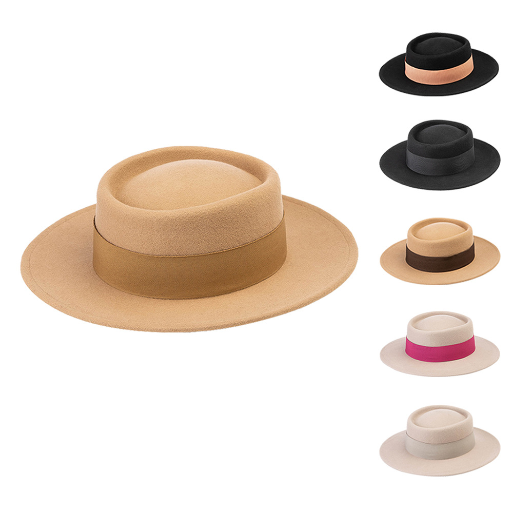 Autumn and Winter New Children's British Retro Fashion Casual Ring Top Wool Top Hat Shopping Concave Shape Felt Hat Trendy