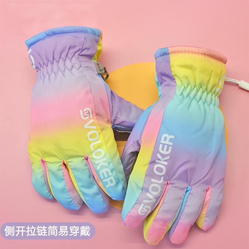 Picture of Children's Gloves for Boys and Girls, Winter Snow Play, Cycling, Skiing, Warm, Outdoor, Windproof, Fleece-Lined, Thickened