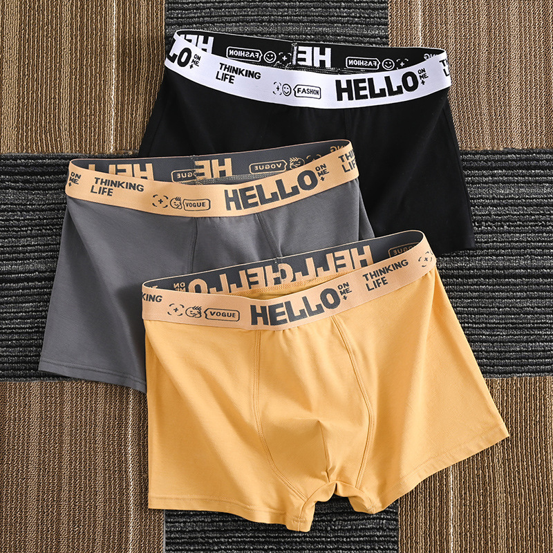Men's underwear men's boxers student youth breathable cotton texture trendy men's short pants head Summer Wholesale