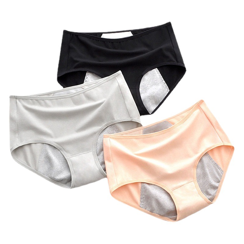 Menstrual Underwear Women's Pure Cotton Mid-Waist Menstrual Anti-Side Leakage Cotton Breathable Girls' Menstrual Period Aunt Pants Women's Briefs