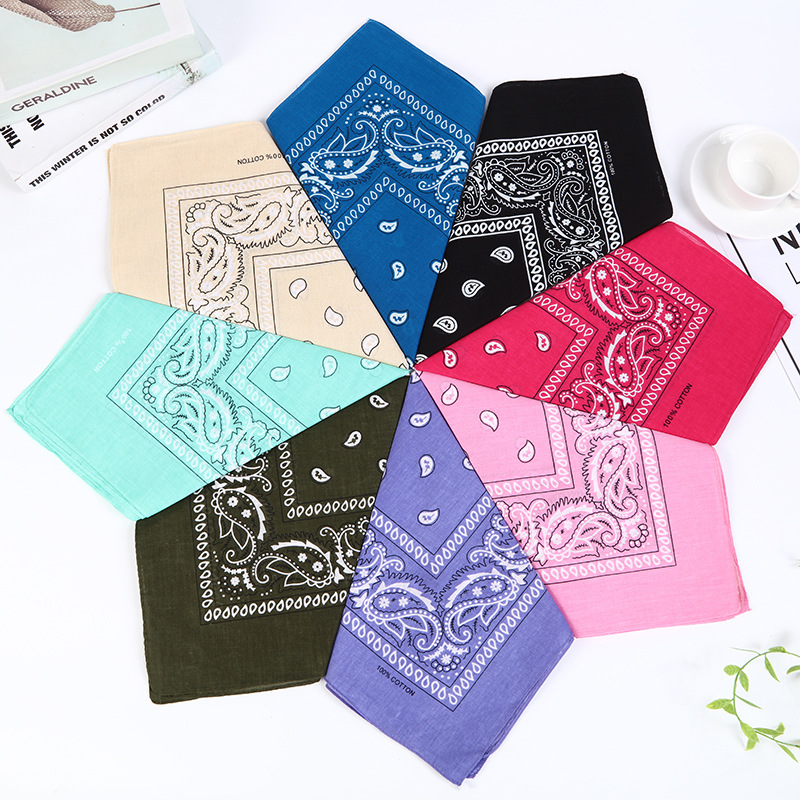 Picture of Factory Wholesale European and American Cashew Flower Square Scarf Outdoor Sports Cycling Hip-Hop Spot Pure Cotton Insect Printed Headscarf