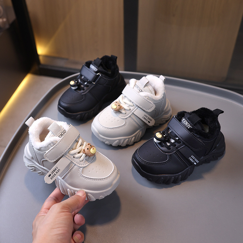 Children's Cotton Shoes 2025 Winter New Style Boys' Velvet Sports Shoes Girls' Dad Shoes Baby Warm Cotton Shoes