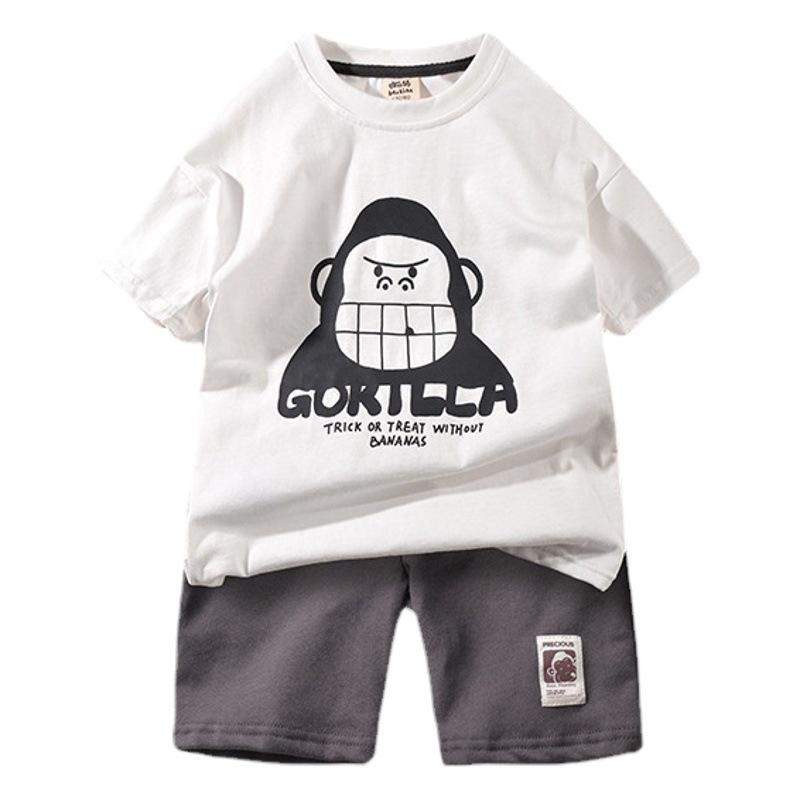 Boys Short-sleeved T-shirt Summer 2022 New Style Big Children's Summer Clothes Boys Half-sleeved T-shirt Pure Cotton Trendy Brand Fried Street Children's Clothes