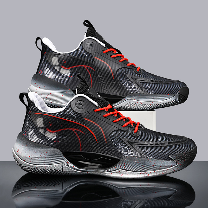 Luminous High-Top Basketball Shoes for Men, Practical Cement Floor Combat Boots, Youth Junior High School Students, Primary School Students and Older Children's Sports Shoes