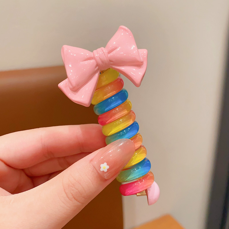 Picture of Children's coil telephone line hair band female high ponytail does not hurt hair hair rope high elastic durable rubber band Braid artifact