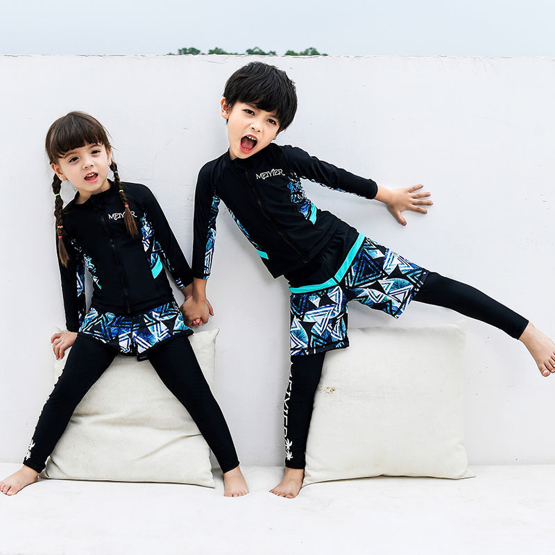 2020 Children's Swimsuit Big Kids Quick-drying Split Sunscreen Swimsuit Long-sleeved Trousers Waterproof Mother Diving Suit for Boys and Girls