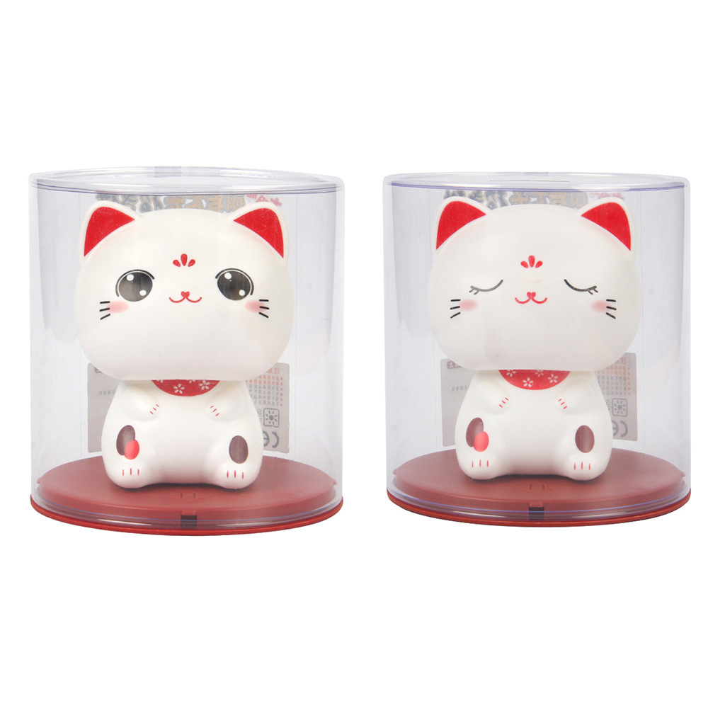 Picture of Solar big head white cat nods lucky cat creative shop opens craft gifts car ornaments cashier