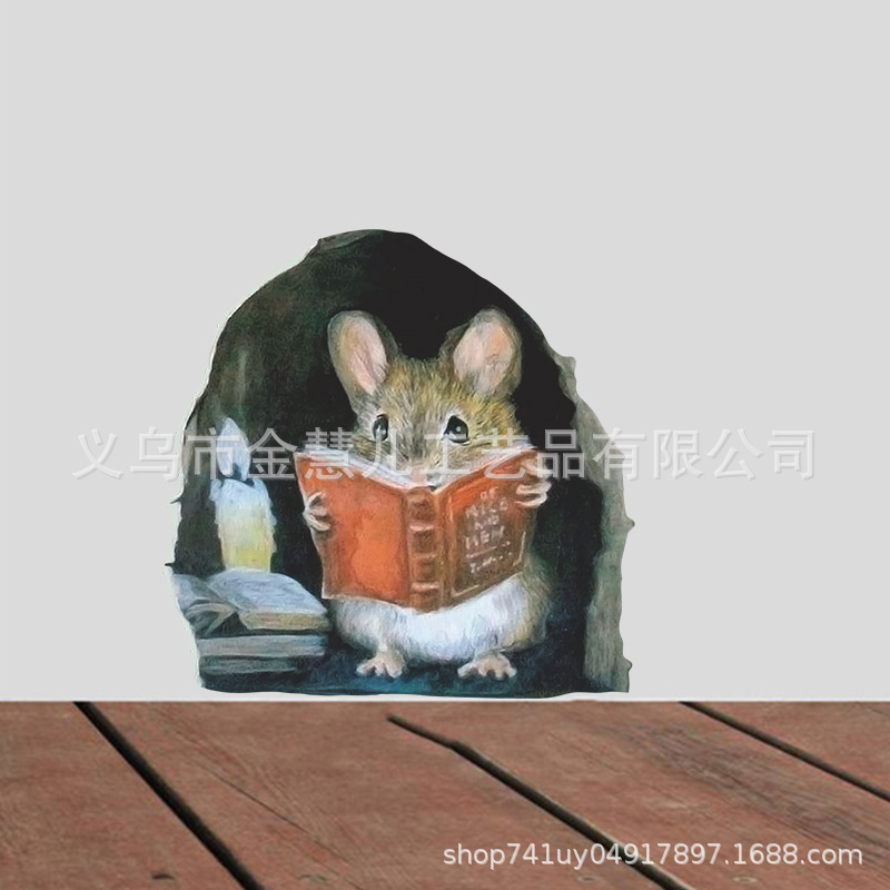 Personalized Cartoon Cute Candlelight Reading Mouse Hole Home Wall Decoration Wall Stickers