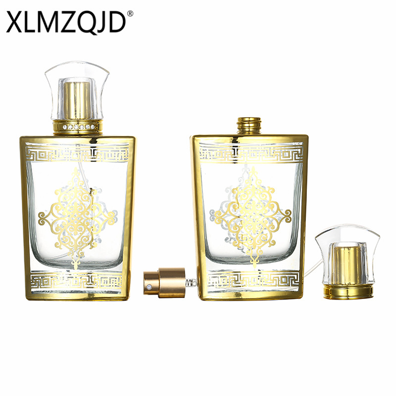 Picture of Spot supply XB811-50ml plating gold pattern glass bottle/sub bottle/spray bottle/press empty bottle