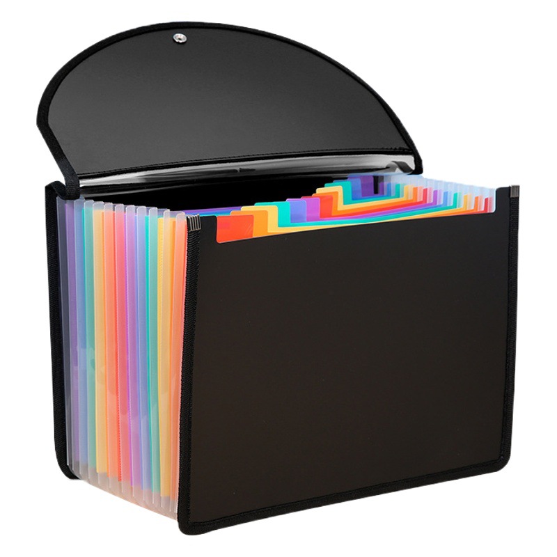 Cross-border PVC perspective organ bag large capacity office file bag rainbow edge multi-layer classification folder wholesale