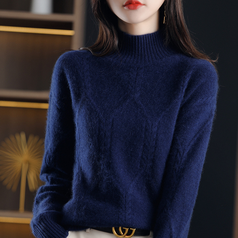 Picture of Fleece-lined sweater women's winter thickened inner half turtleneck bottoming shirt 2024 autumn and winter New popular high-grade Western style top