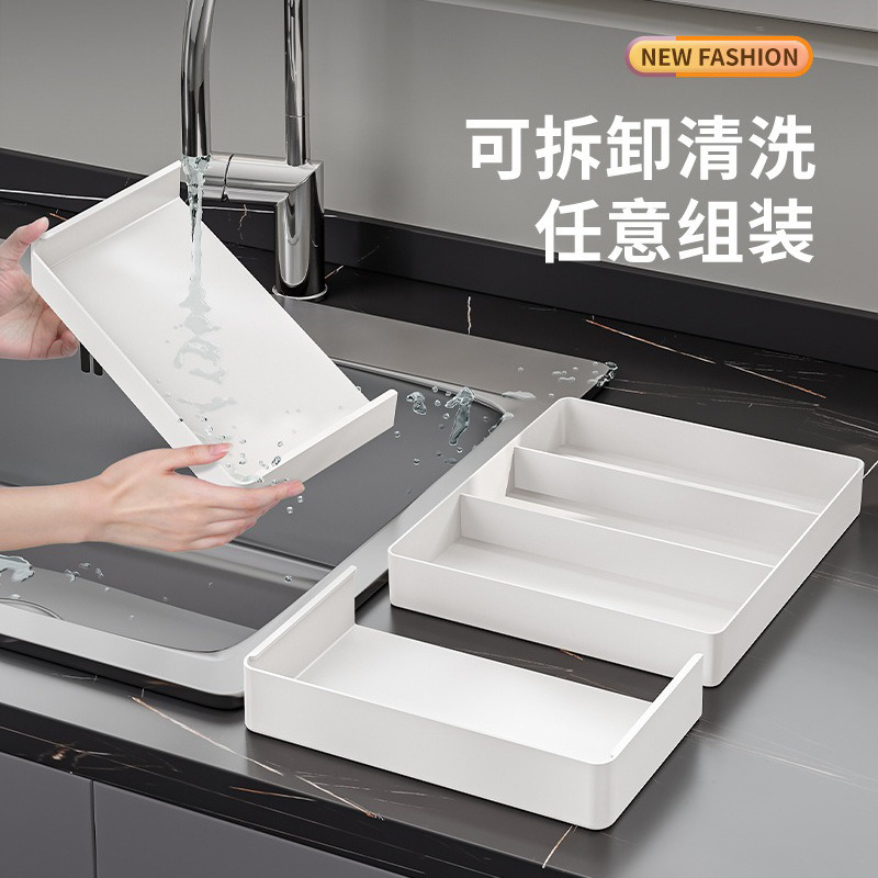 Picture of Kitchen Drawer Retractable Storage Box Kitchen Storage Tray Detachable Tray Household Partition Organize