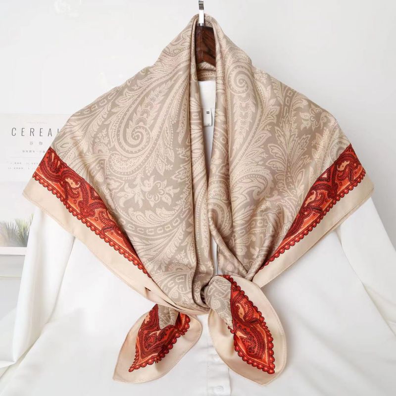 Picture of Autumn and winter all-match shawl animal printed black and white simple large square 90*90CM imitation silk twill silk scarf for women