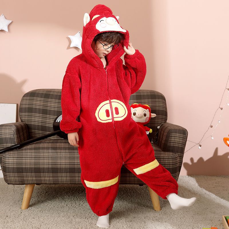 Picture of Funny Clothes Children's One-piece Pajamas Parent-child Clothes Boys Family of Three or Four Sullivan Winter fleece-lined One-piece Clothes