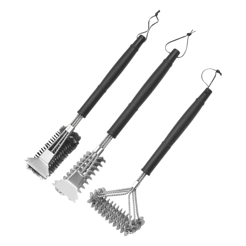 Factory wholesale barbecue wire brush copper wire brush barbecue net cleaning brush long handle curling brush spring steel wire brush