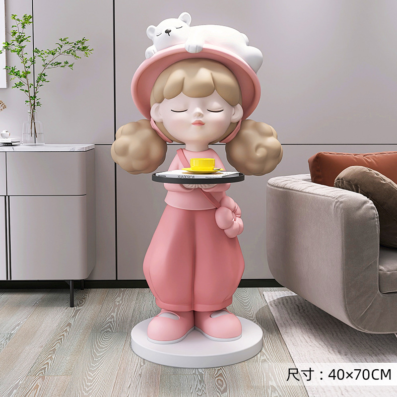 Picture of [Storage Speaker] Cream Style Girl Floor-Standing Ornament Home Decoration Living Room Tv Cabinet Next to Sofa Gift