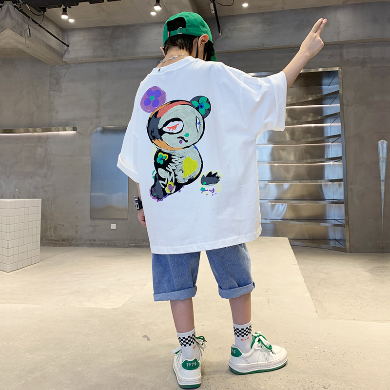 Picture of Boys' Short-Sleeved T-Shirt Summer New Korean Style Medium and Large Kidsren's Boys' Summer Clothes Kidsren's Half-Sleeved Loose Tops Trendy