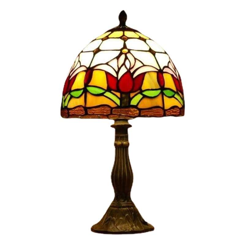 European Retro Study Bedroom Bedside Night Light Colorfuled Glass Romantic Home Gift Decoration Table Lamps
