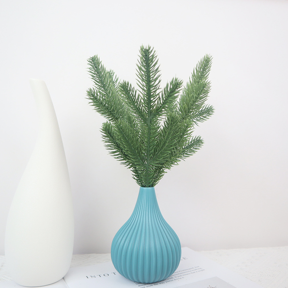 23cm Five-Pronged Pine Needle Christmas Tree Accessories Simulated Stereo Double-Sided Pine Needle Manufacturer Wholesale Simulated Plants