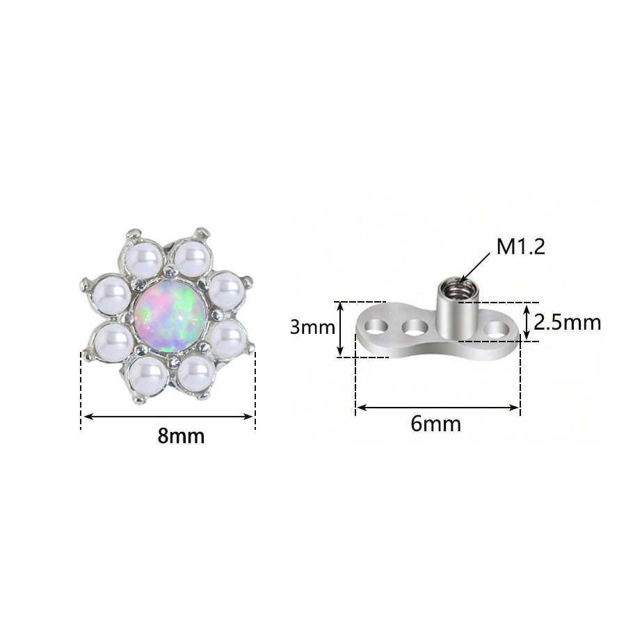 Picture of Stainless Steel 1.6mm Puncture Jewelry Claw Zirconium Buried Bone Nail Puncture Opal Pearl Buried Nail Base Implant Nail