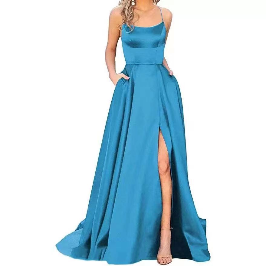 Picture of 2023 Amazon European and American cross-border new bridesmaid dress long dress small tail strap solid color banquet evening dress