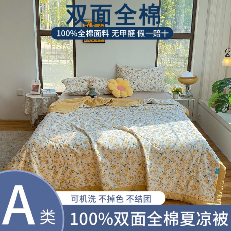 Picture of Class A double-sided cotton summer quilt air conditioning quilt 100 cotton summer quilt single-pair machine washable summer thin quilt wholesale