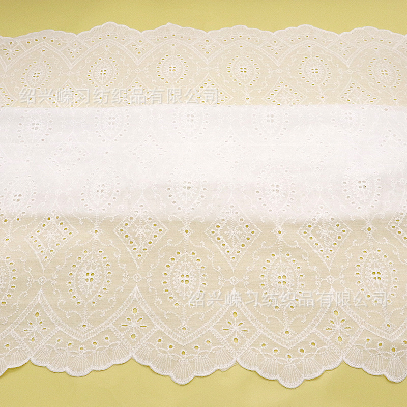 Picture of in stock variety of pure cotton hollow embroidered fabric bilateral positioning perforated spring and summer children's clothing dress white embroidered fabric