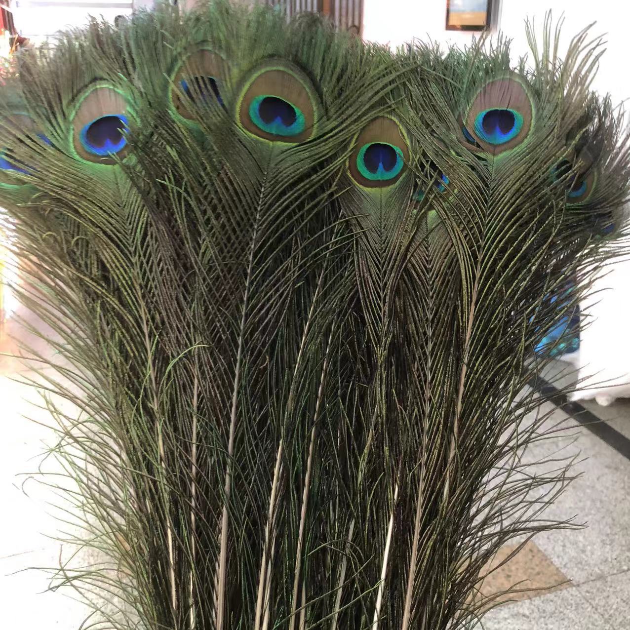 Manufacturer Wholesale 130-140 Peacock Hair Flower Arrangement Decoration DIY Handmade Real Peacock Feather Clothing Accessories