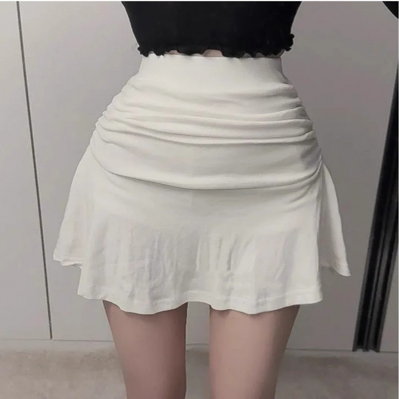 South Korea Dongdaemun 2025 Spring New Elegant High Waist Slimming All-match Pleated Hip Half-length Skirt for Women