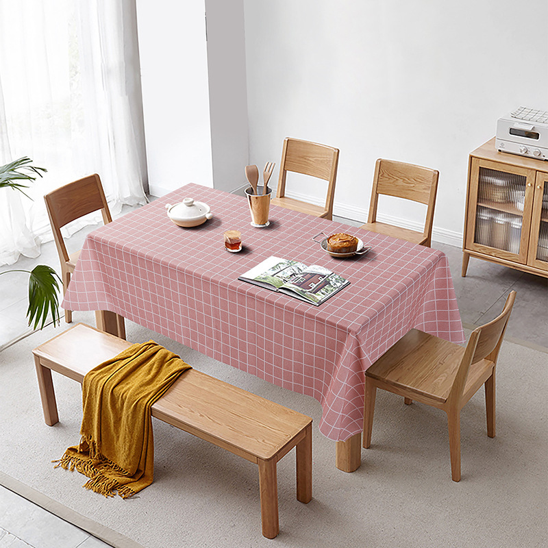 Scandinavian Ins Waterproof and Oil-Proof No-Wash Stain-Resistant Home Modern Style Peva Anti-Scald Plaid Tablecloth