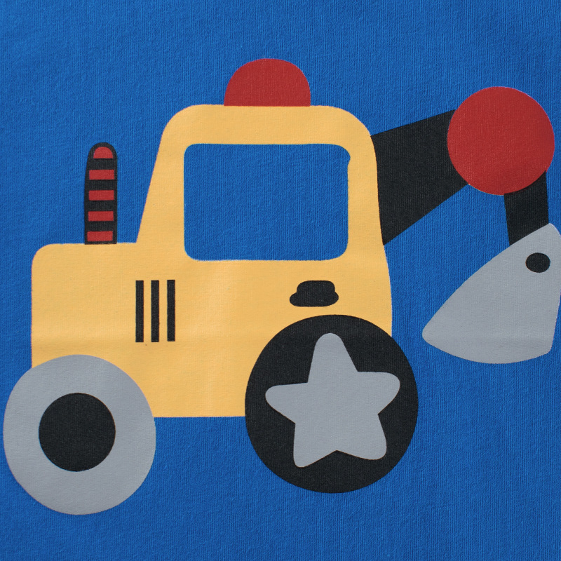 Picture of 27Kids K-Style of Kidsren's Clothing Kidsren's Short-Sleeved T-Shirt Cartoon Excavator 2025 Summer New Baby Clothes Wholesale