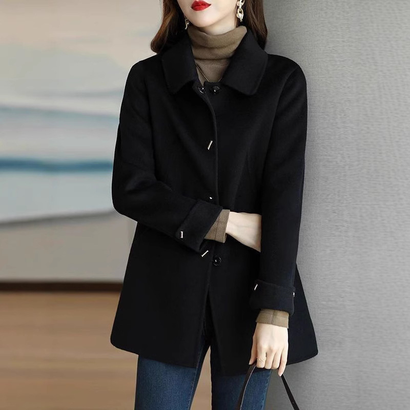 Foreign Trade Woolen Coat Women's 2024 Autumn and Winter New Fashion Korean Raglan Sleeve Double-breasted Elegant Coat
