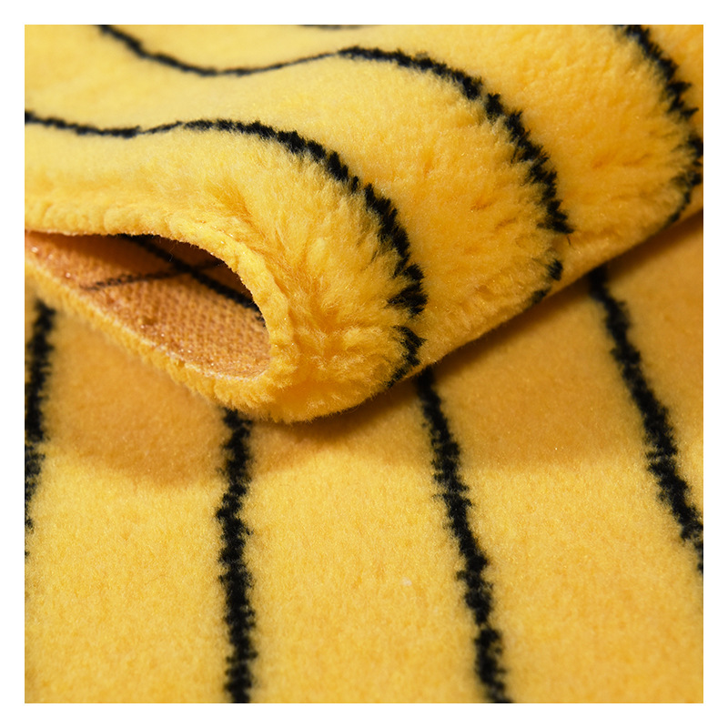 Picture of Factory Direct Sale of Yellow Background with Black Stripes Polyester/Cotton Blend Roller Brush Fleece Fabric, Shandong Hengtai Woven Brush Cloth