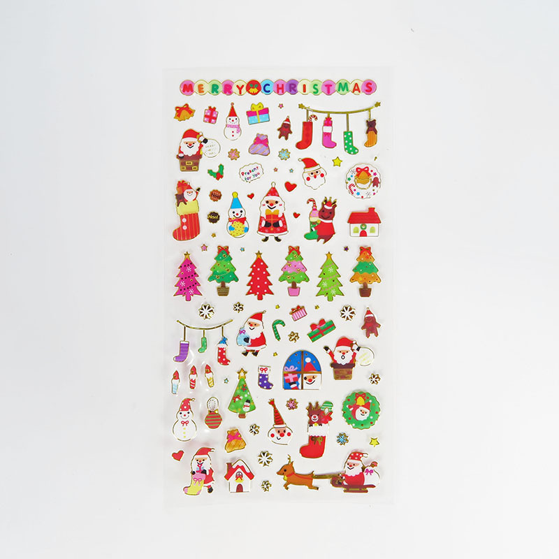 Picture of Spot Wholesale Christmas Stickers DIY Hot Stamping Transparent Decorative Gifts Pvc Cartoon Kidsren Reward Christmas Stickers