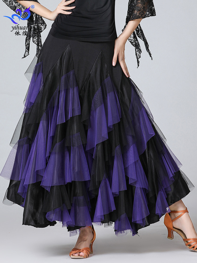 Picture of Chinese standard dance skirt modern ballroom dance skirt large swing skirt new stage competition suit Waltz large swing skirt