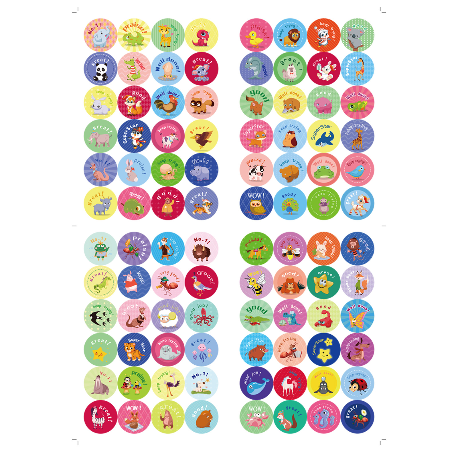 Picture of Student Reward Stickers Cute Kids Label Stickers Cartoon Animal Stickers Kindergarten TZ-DIY-DW-DW-2