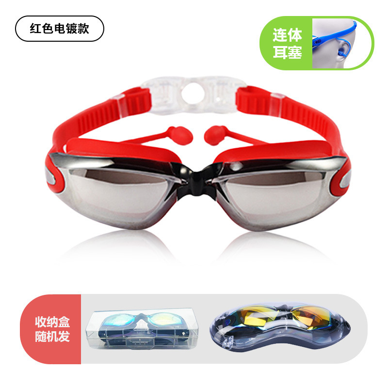 Picture of Cross-Border High-Definition Swimming Goggles, Anti-Fog, Eye-Proof, Silicone Myopia Glasses, Waterproof Swimming Equipment, Electroplated Swimming Goggles Wholesale