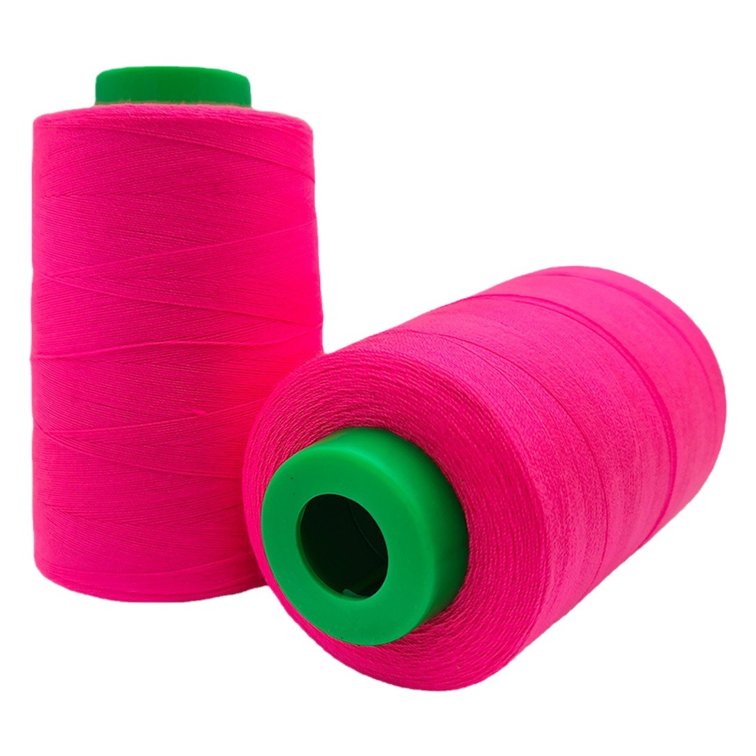 Fluorescent light source manufacturer cotton thread dyed clothing coat and hat bag sewing machine thread polyester 202 fluorescent sewing thread