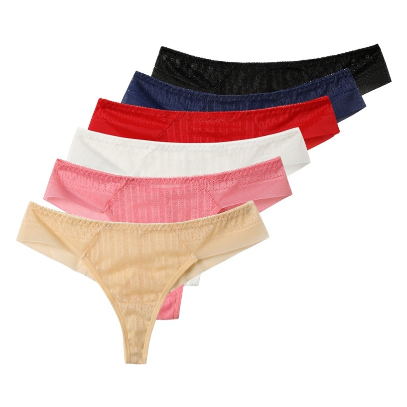 European and American plus size foreign trade thong women's mesh seamless low waist ladies underwear sexy jacquard lace T pants 662