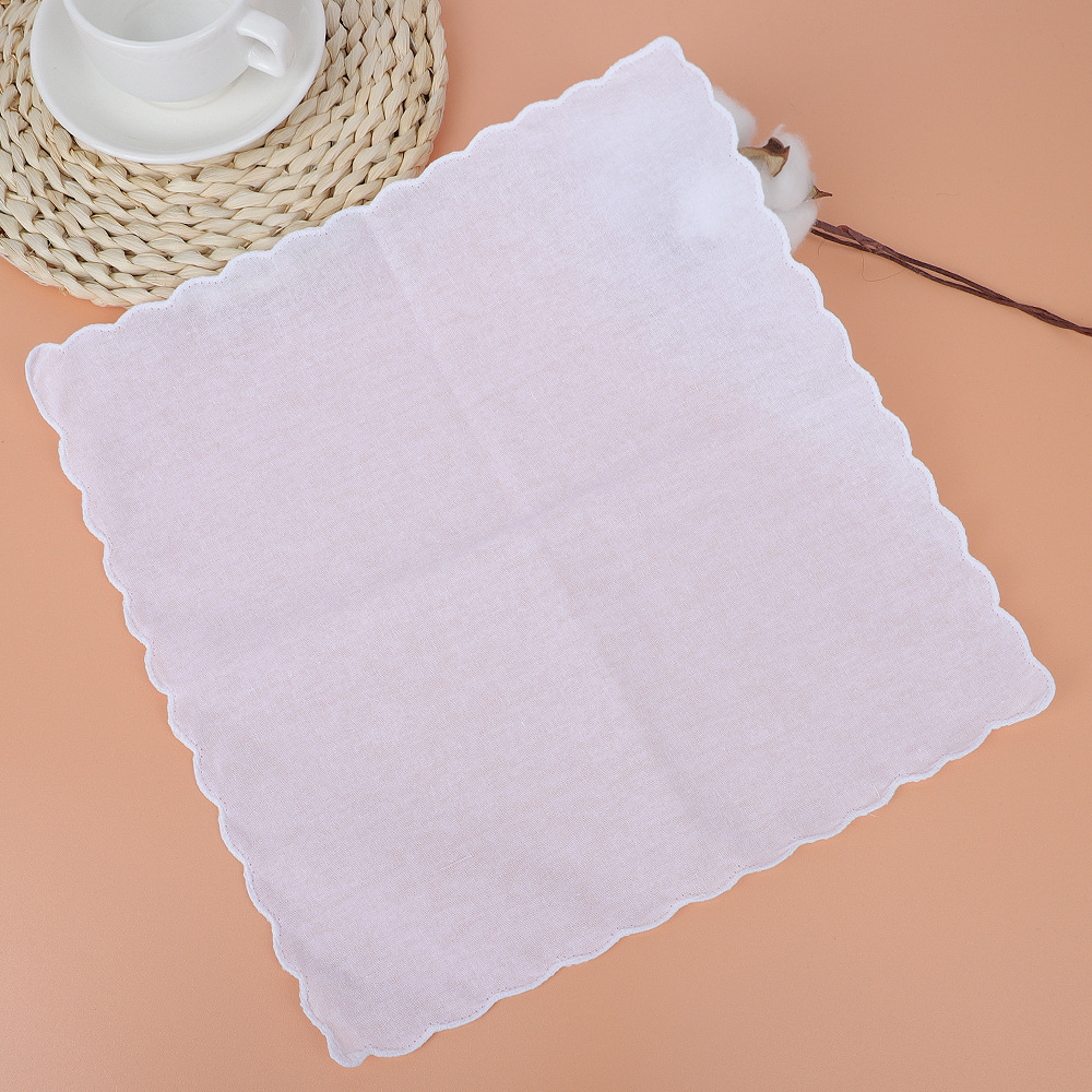 30*30cm wave edge high density white square towel can tie dye rubbing printing DIY embroidery white square towel