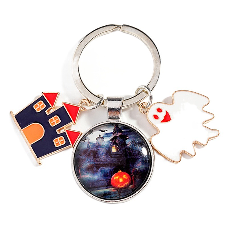 Creative All Saints Night Star Sequin Ball Key Ring Pendant Pendant Cross-border Ghost Castle Halloween Key Chain Pendant