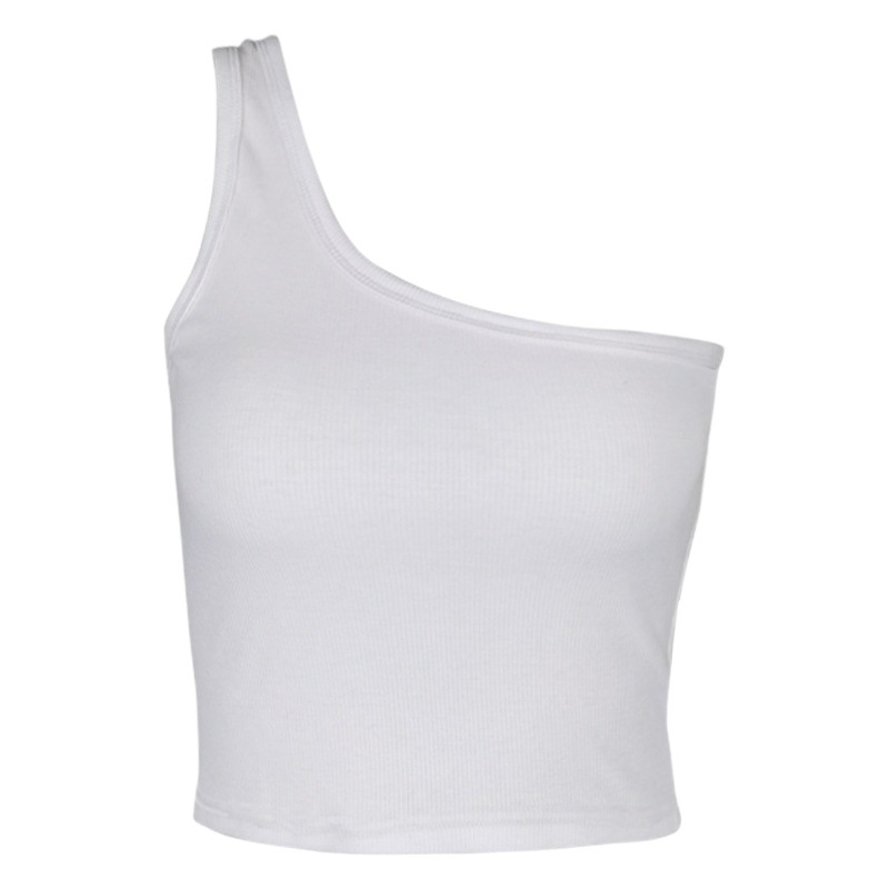 Short Slim-fit Rib Top 2025 Summer New Cross-border Women's Clothing European and American Fashion Single-shoulder Sleeveless Camisole