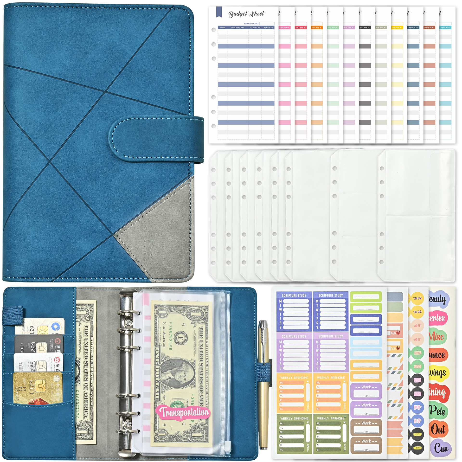 Amazon A6 retro indentation loose-leaf clip portable pocket book PU Journal notepad cash budget Journal