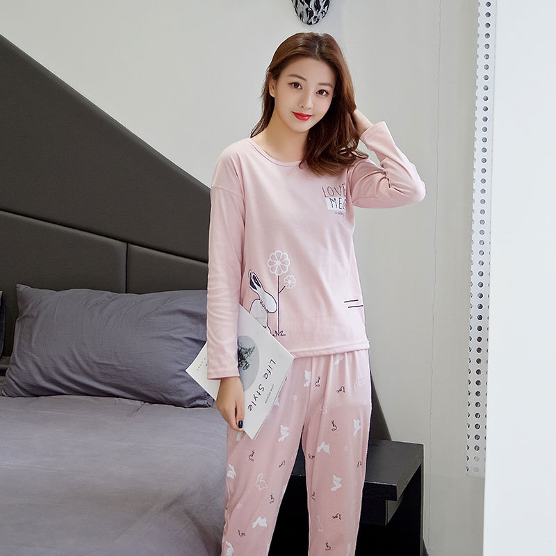 Picture of Wholesale spring and autumn winter pajamas women's thin long sleeve trousers cartoon cute wind small student home clothes suit