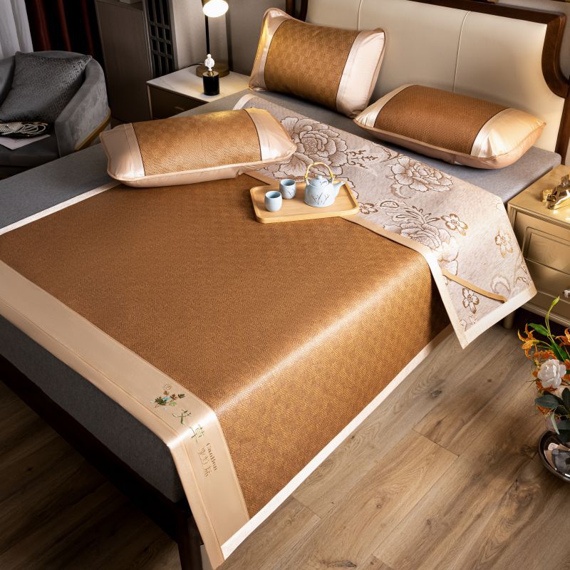 Picture of wormwood mat bamboo mat 2025 new summer ice silk rattan mat student dormitory single straw mat baby available mat