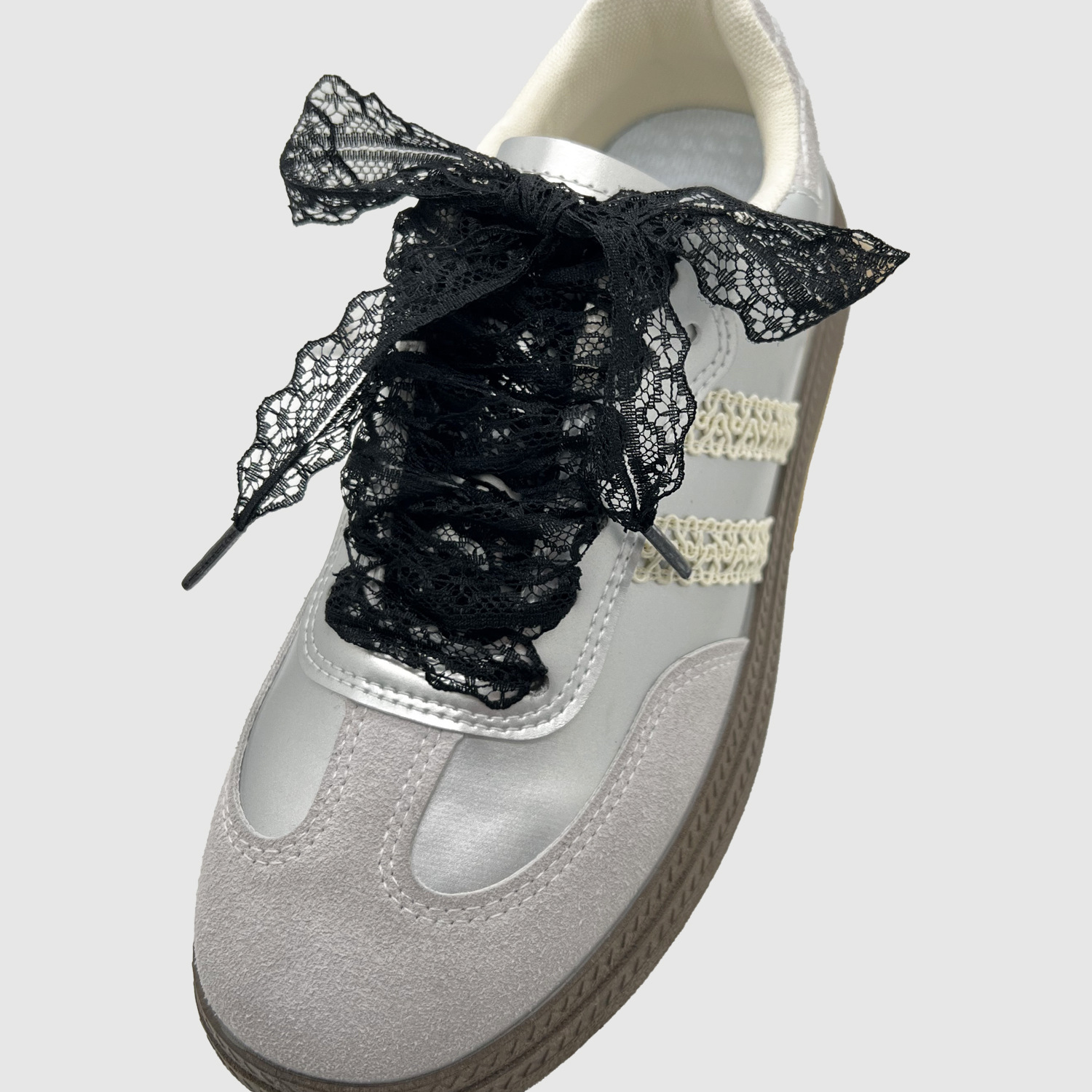 Picture of Lace Shoelaces DIY Ballet Style Cute Girl Accessories Desun Shoes White Silk Lace Shoelaces Pair