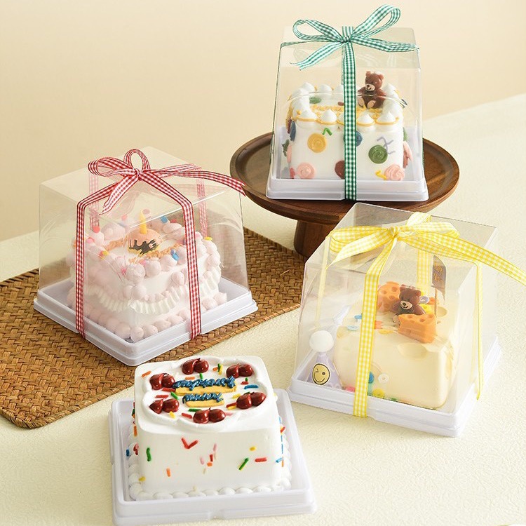 4-inch transparent cake packing box 3/4/5 inch small cake puree cheese Mu Si Square West Point packing box
