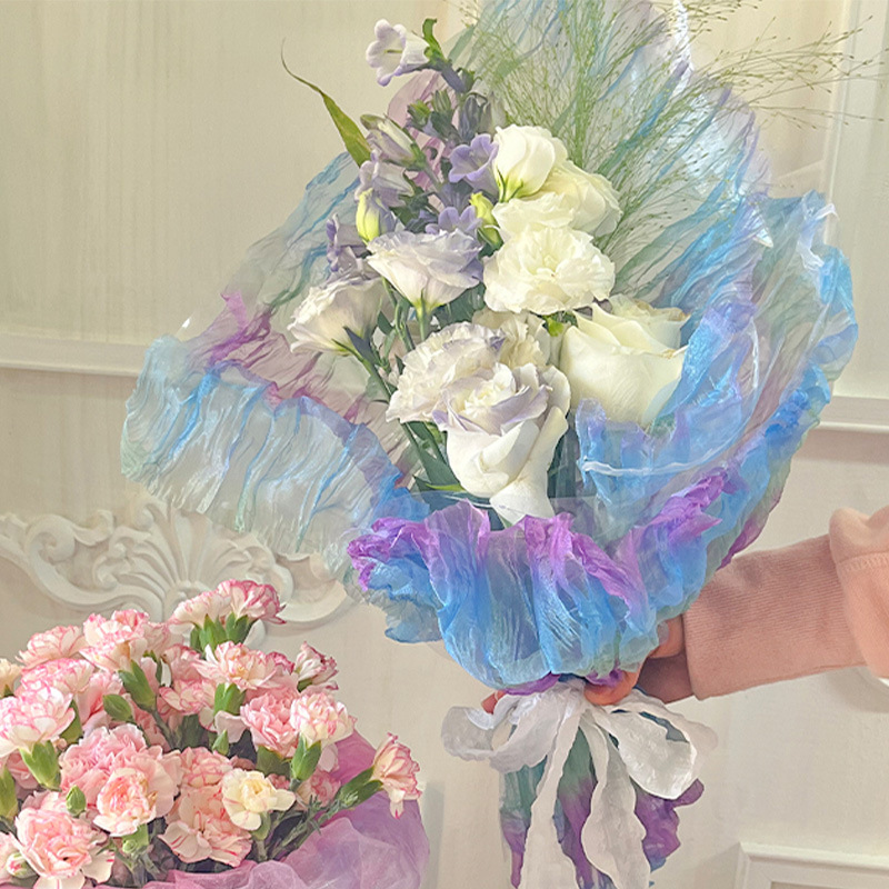 Flower Love High-End Smudged Organza Gradient Gauze Flower Gauze Asymmetrical Colorfulful Handmade DIY Flower Materials